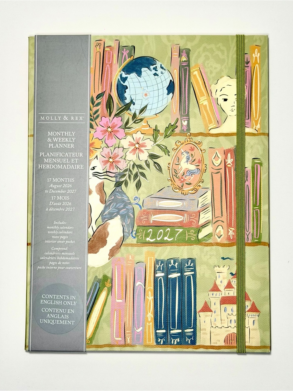 Molly & Rex 17 months 2026-2027 Monthly Weekly Planner (Floral Bookshelf)